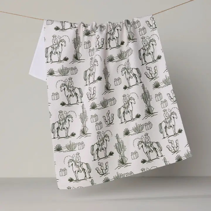 Cowboy Claus Tea Towel