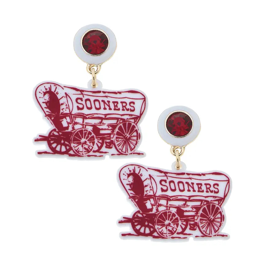 Oklahoma Sooner Schooner Wagon Earrings