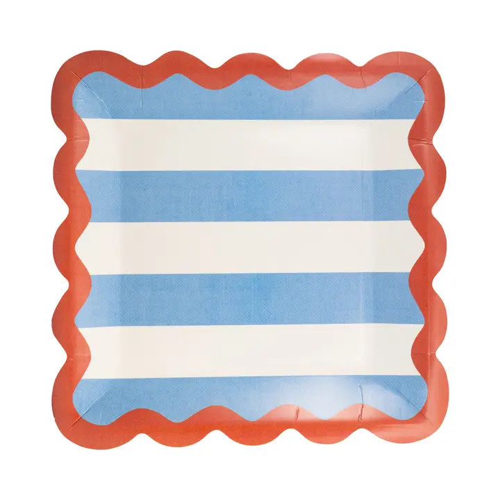 Hampton Stripes 9" Ric Rac Trim Paper Plate