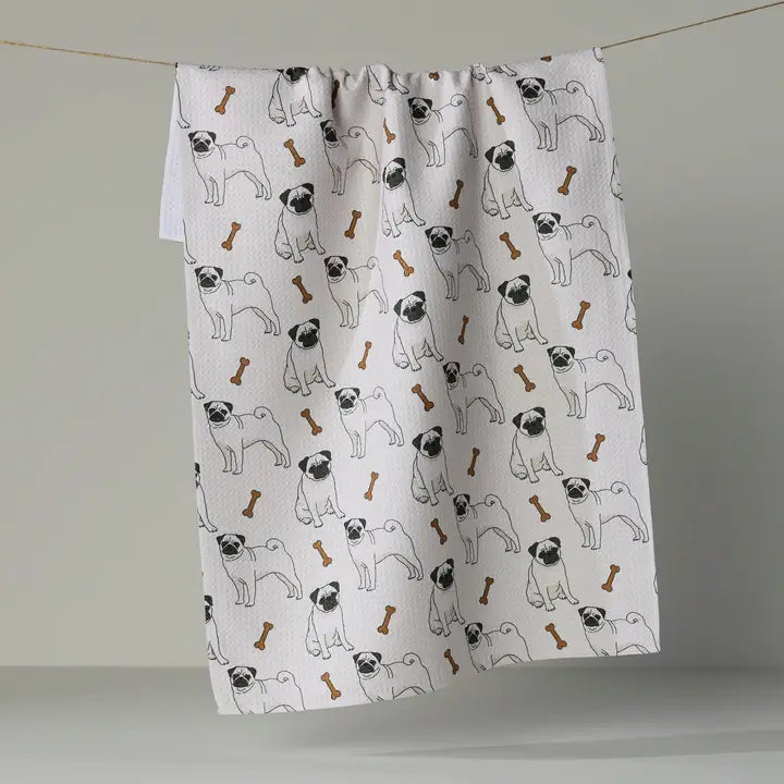 Pug Club Tea Towel