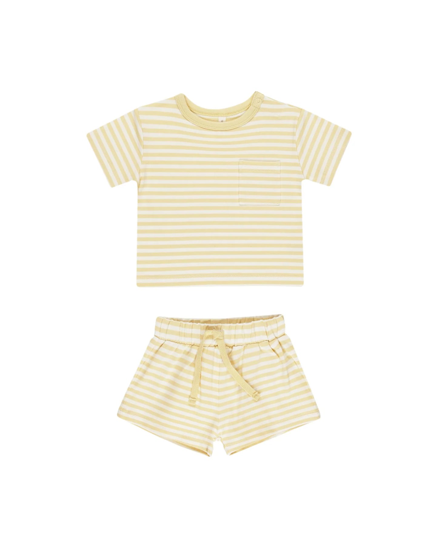 Yellow Stripe Pocket Tee + Short Set