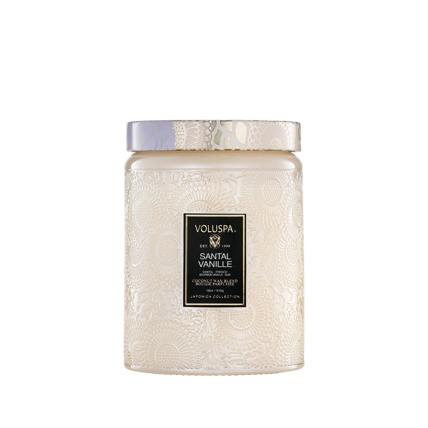 Santal Vanille Lg Glass Candle 18oz