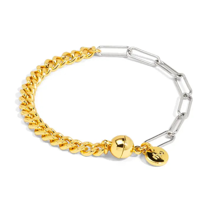Two Tone Slim Link Bracelet