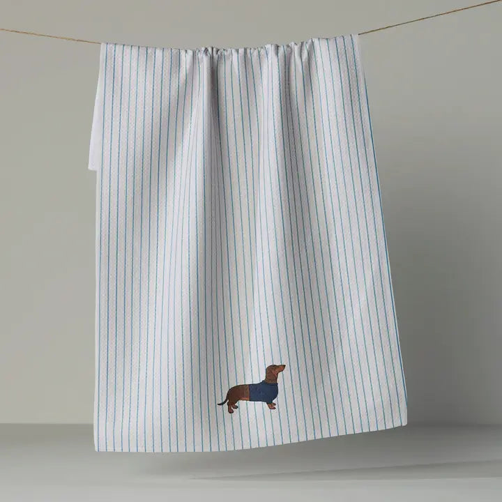 Doxie Stripe Tea Towel