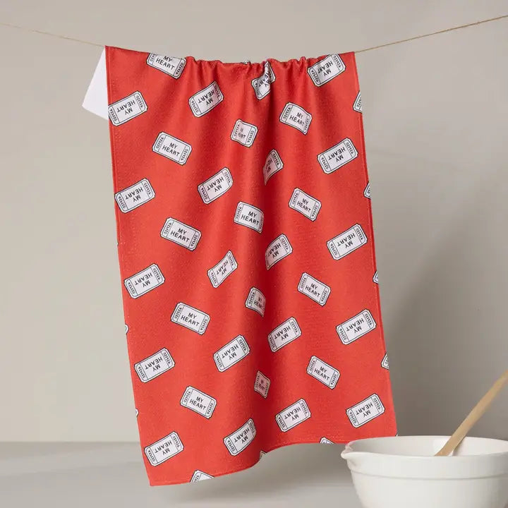 Heart ticket tea towel