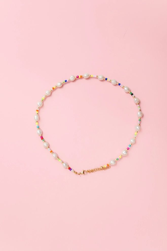 Pearls & Pop Rainbow Seed Beaded Necklace