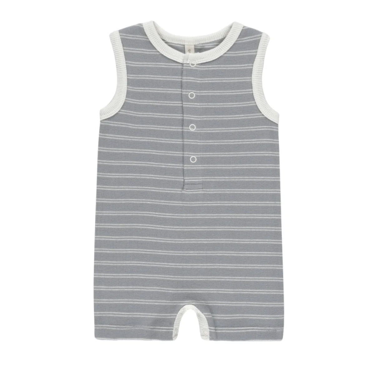 Blue Pinstripe Ribbed Henley Romper