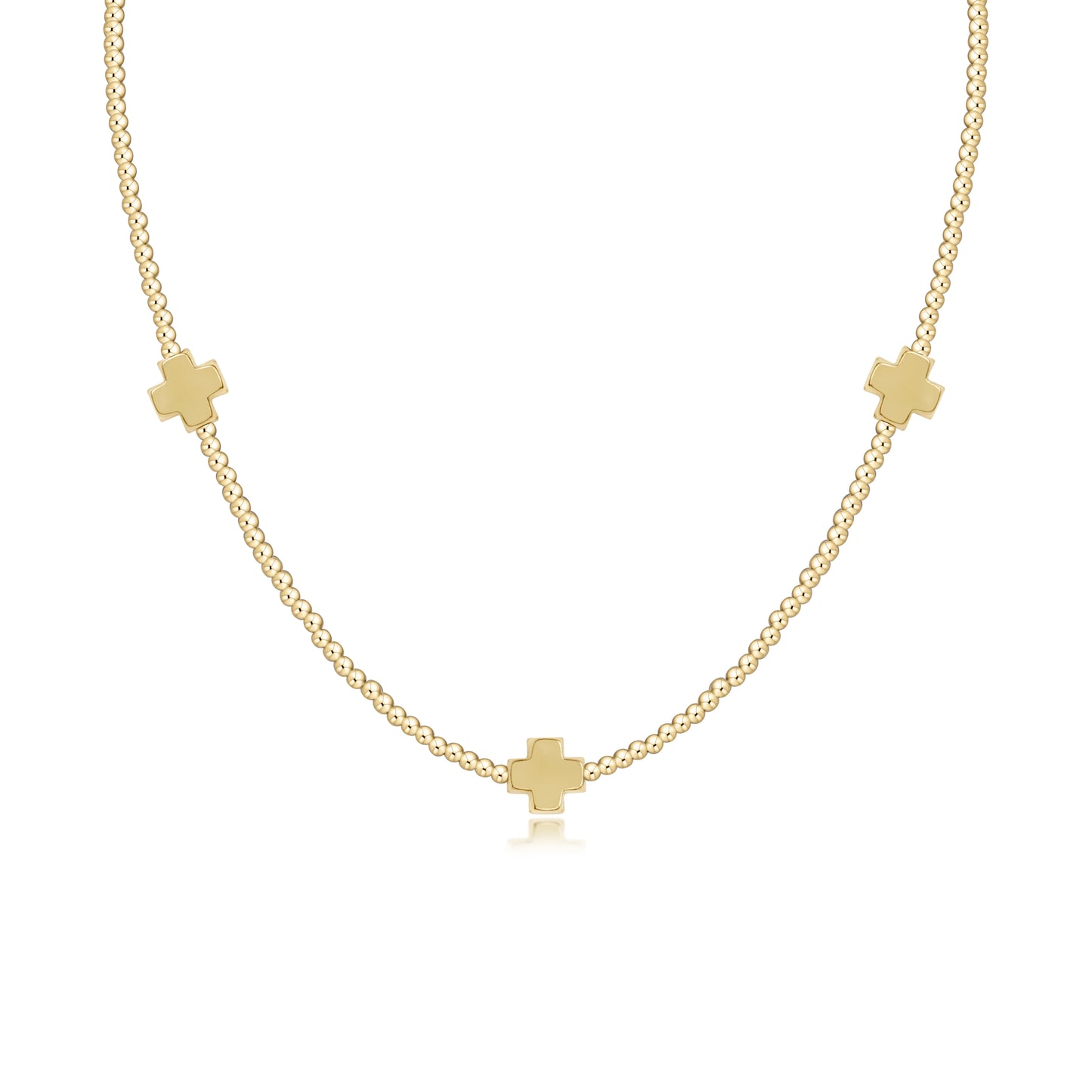 17" Signature Cross 2mm Gold Necklace