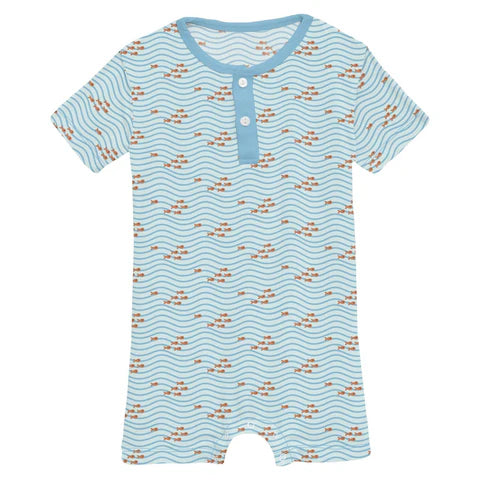 Fresh Air Little Fishy Short Sleeve Henley Romper