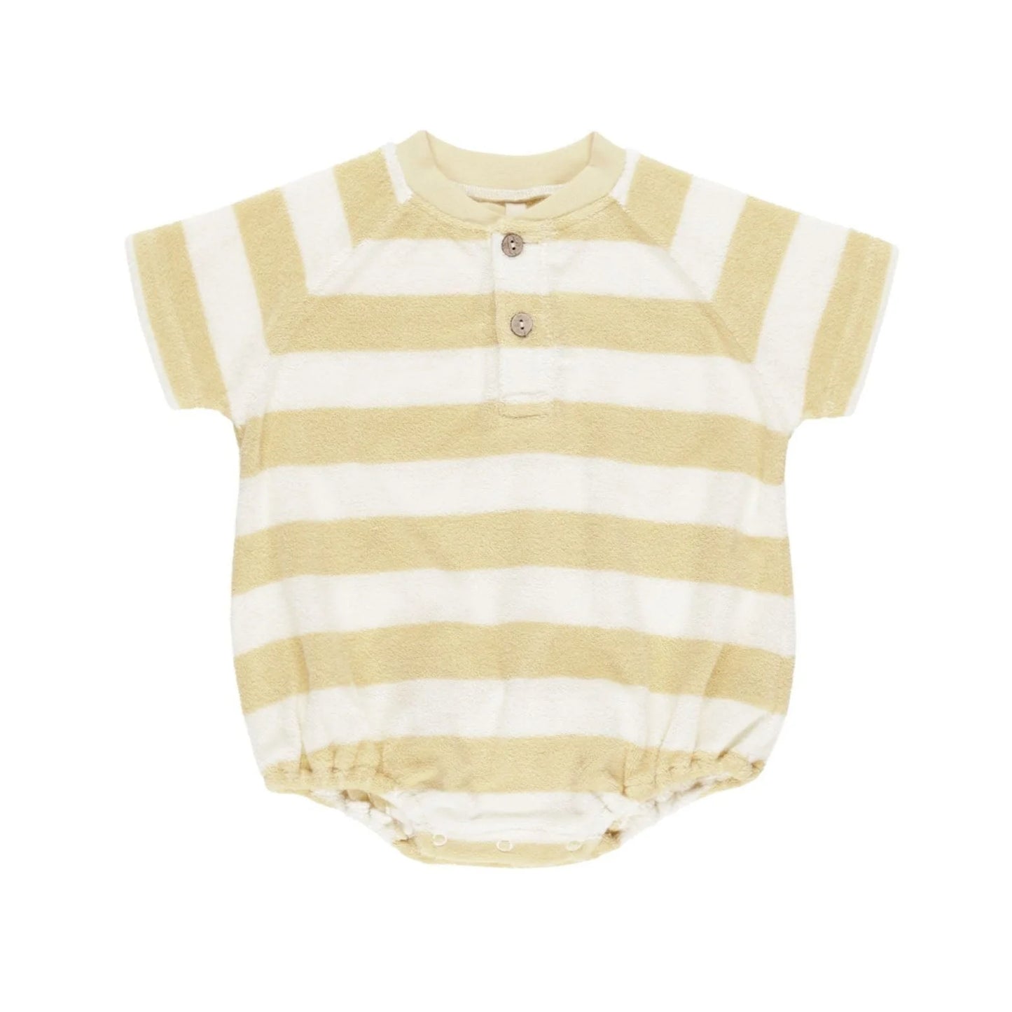 Yellow Stripe Terry Henley Romper