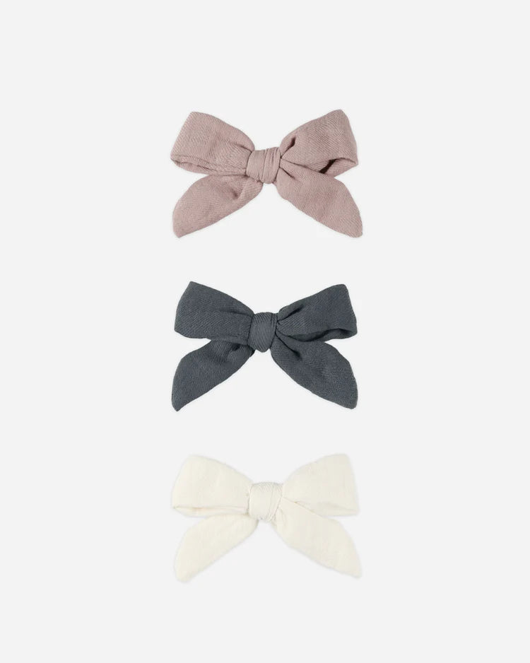 Indigo/Mauve/Ivory Bow Set