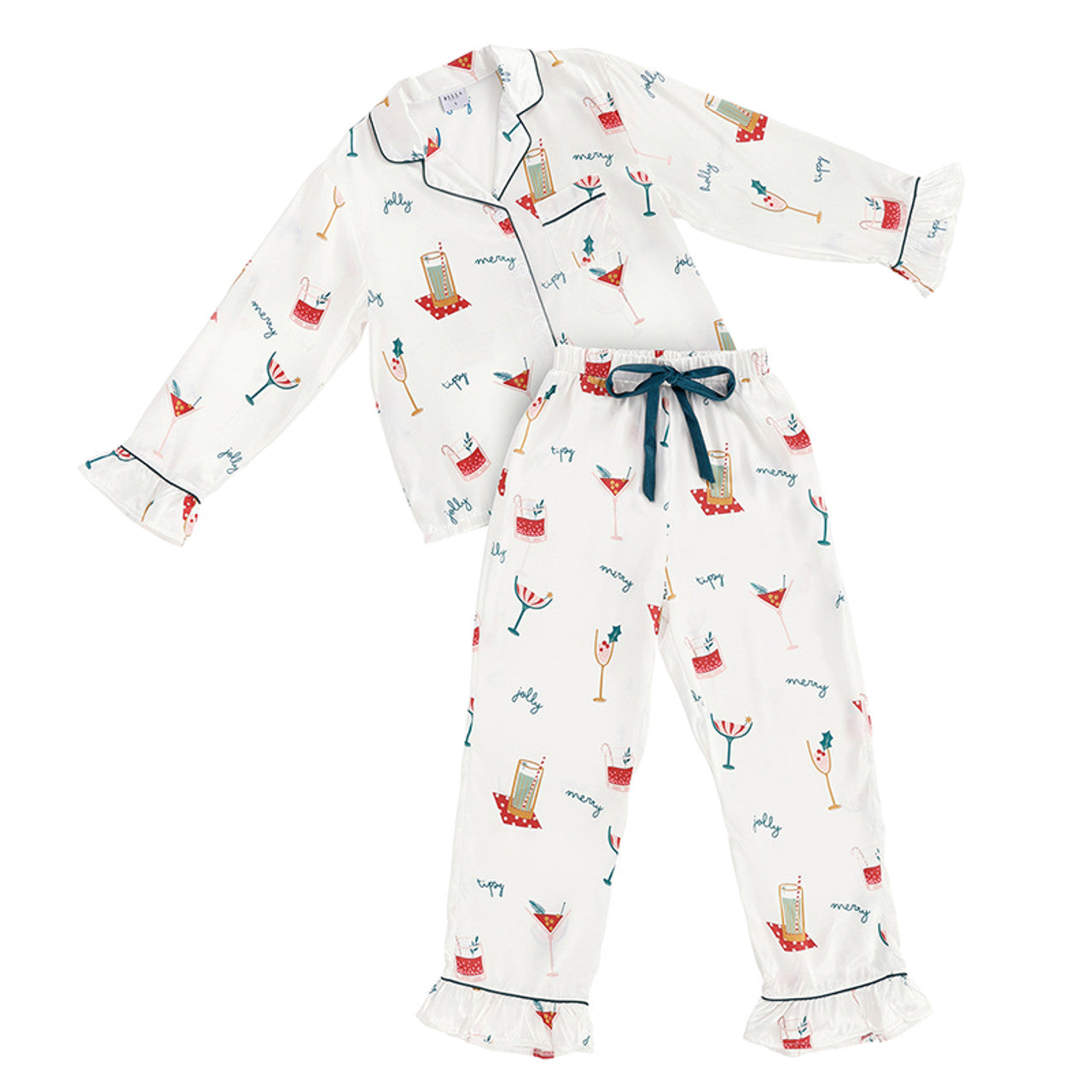 Holiday Drinks Ruffle Pant Pj Set