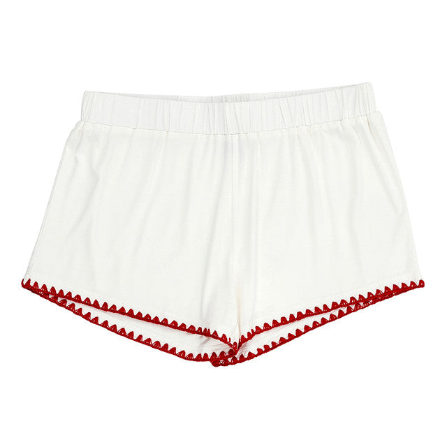 Red Bamboo Whip Stitch PJ Shorts Set