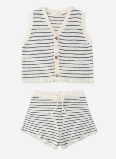 Marine Stripe Knit Vest Set