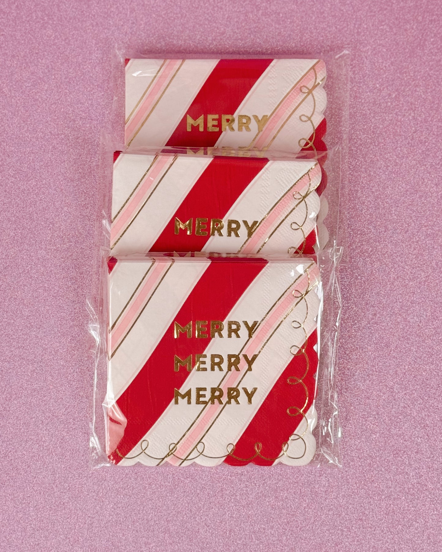 Merry Foil Scallop Napkin