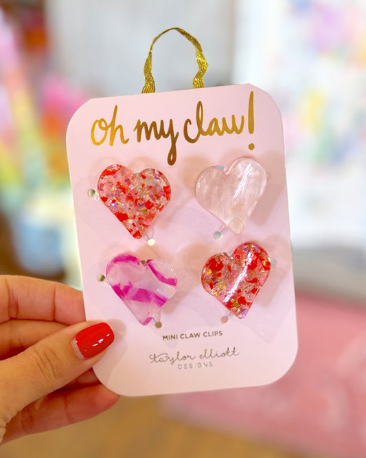 Pink + Red Confetti Claw Clips