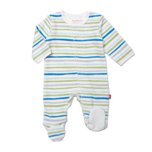 BOY MULTI STRIPE VELOUR FOOTIE