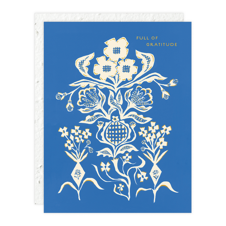 Blue Flower Bouquet Thank you Card