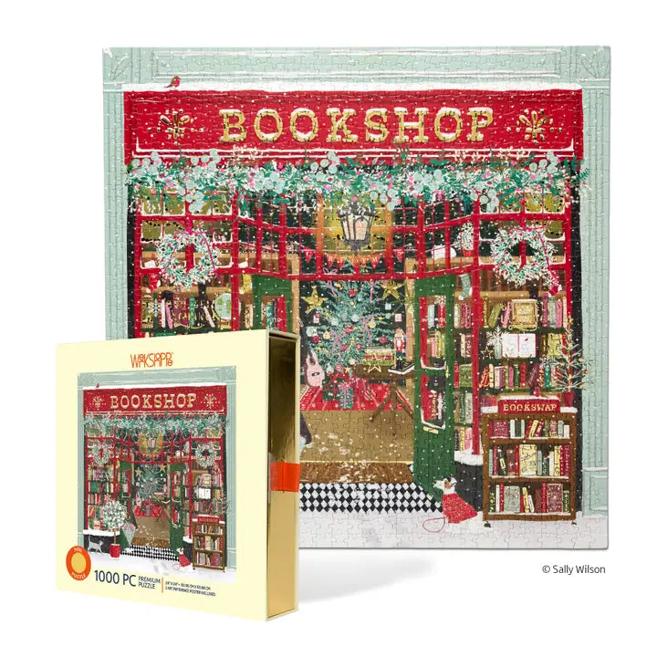 Festive Bookshop 1000 Piece Gold Foil Puzzle Christmas