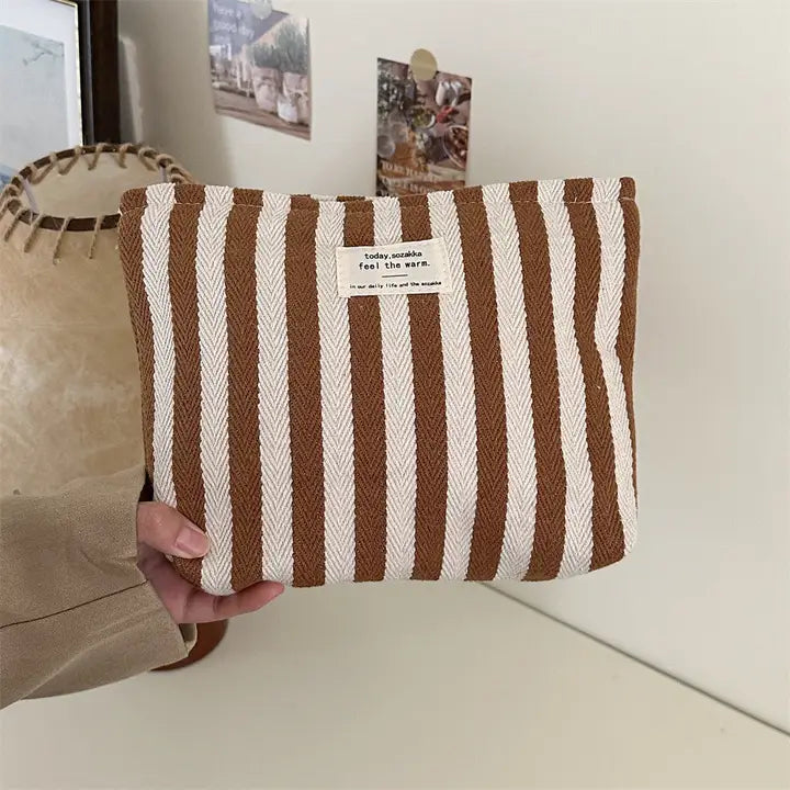 Stripe Canvas Makeup Bag