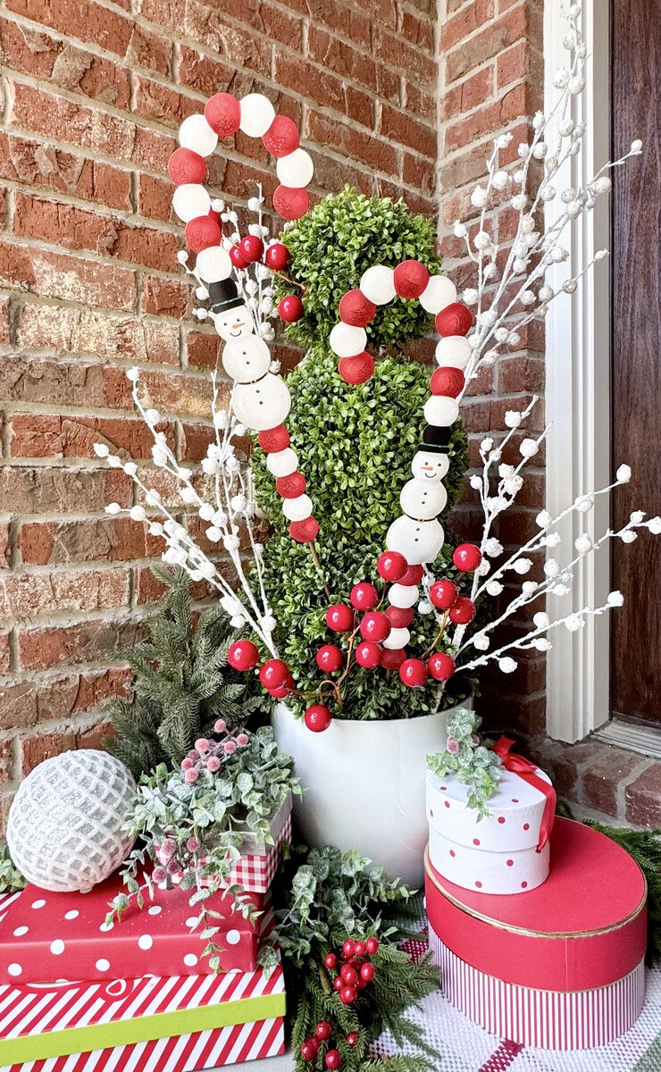 Snowman Candy Cane Stake