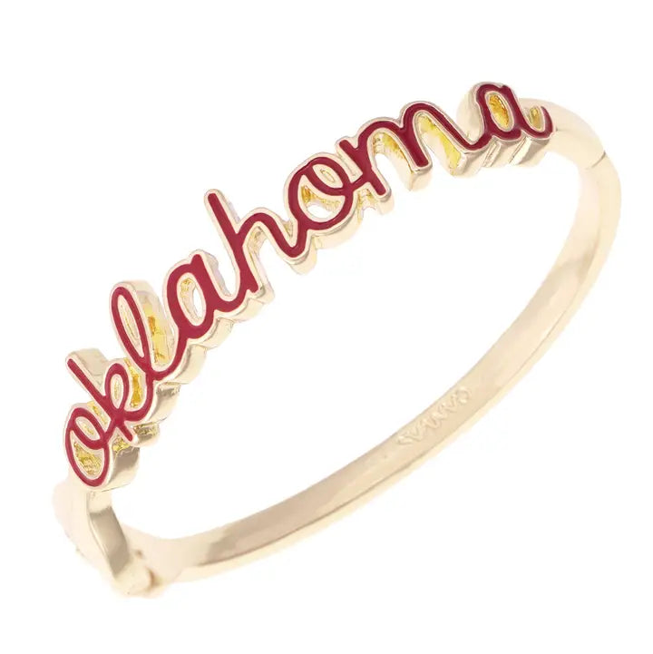 Oklahoma Sooners Cursive Enamel Hinge Bangle