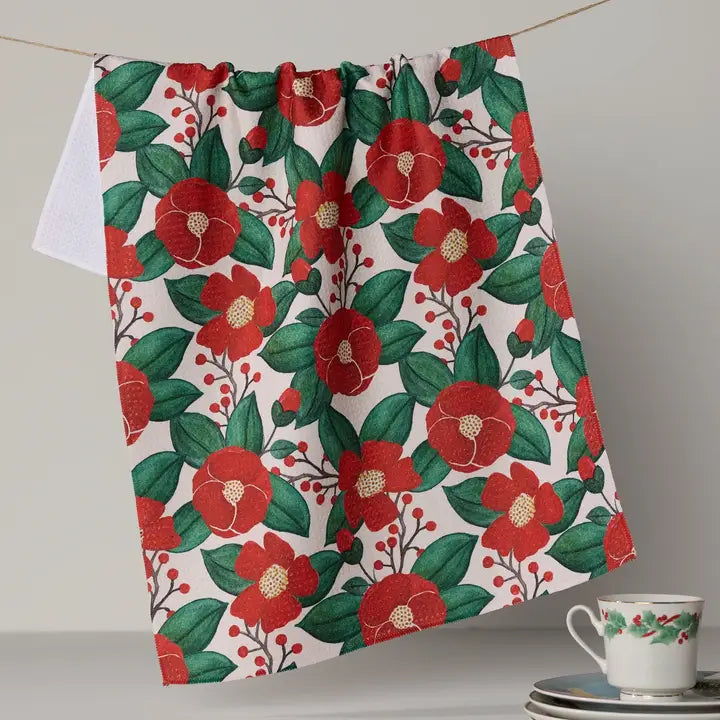 Winter Camellia Tea Towel