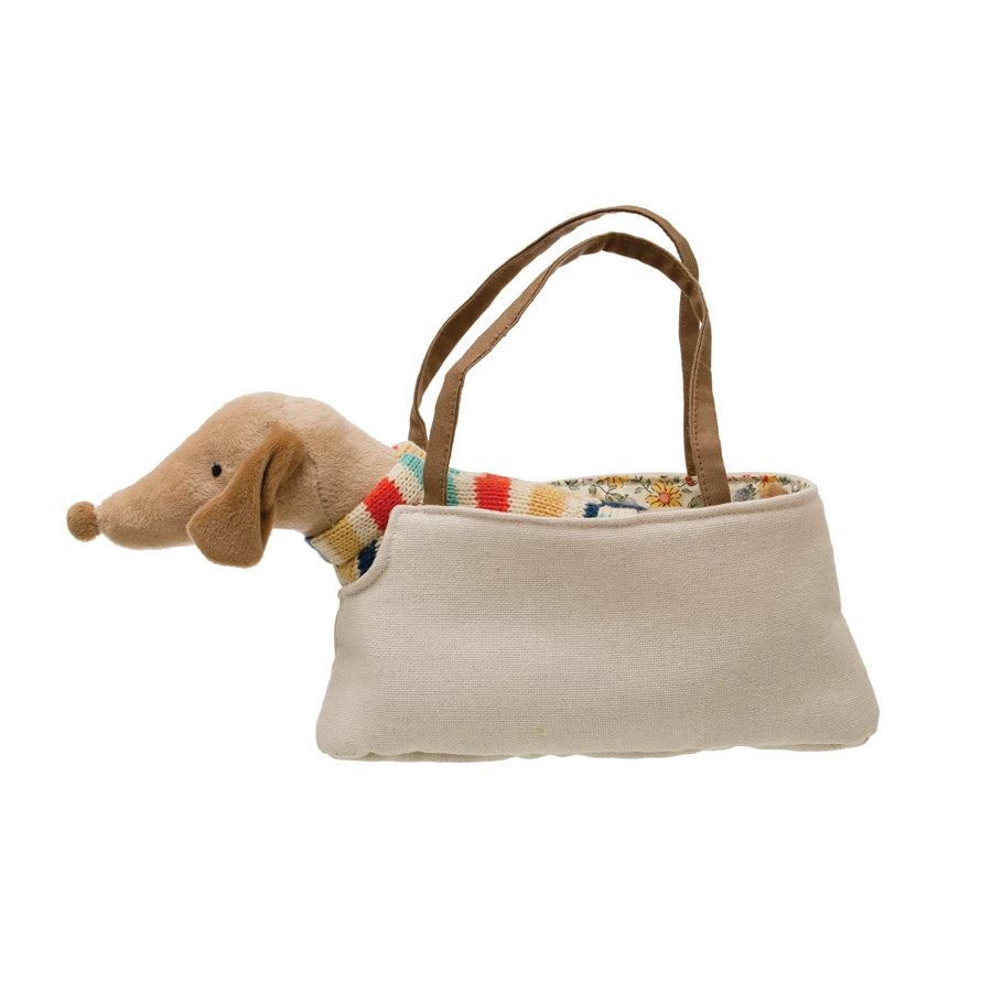 Dachsund in Dog Carrier