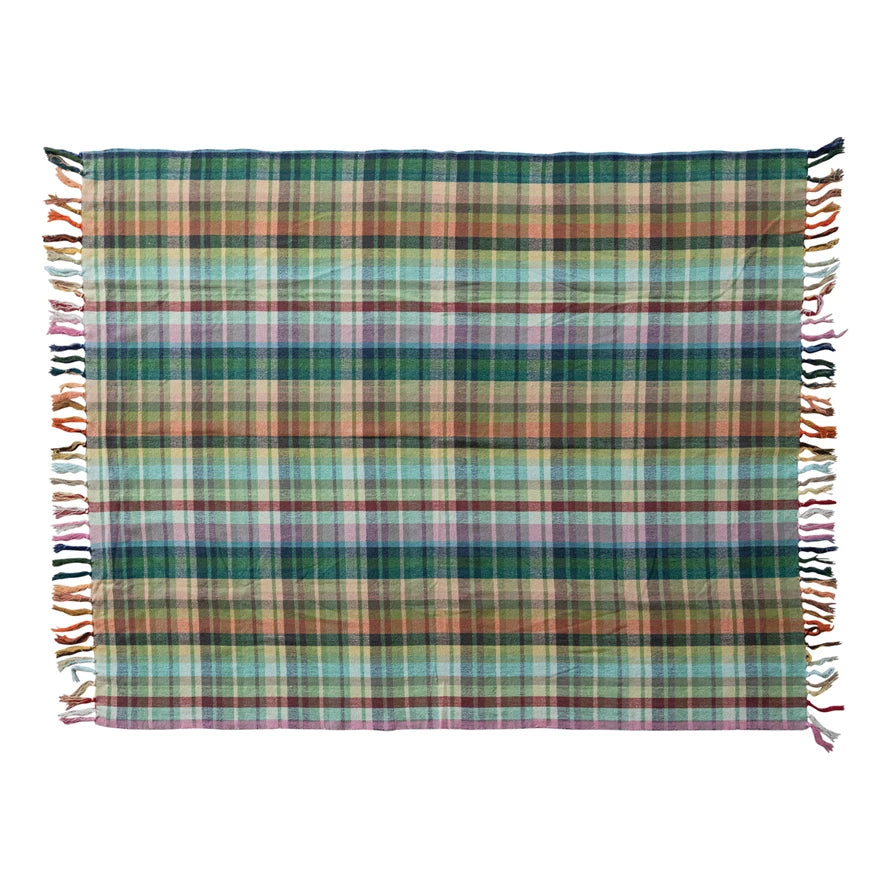 Plaid Fringe Woven Throw