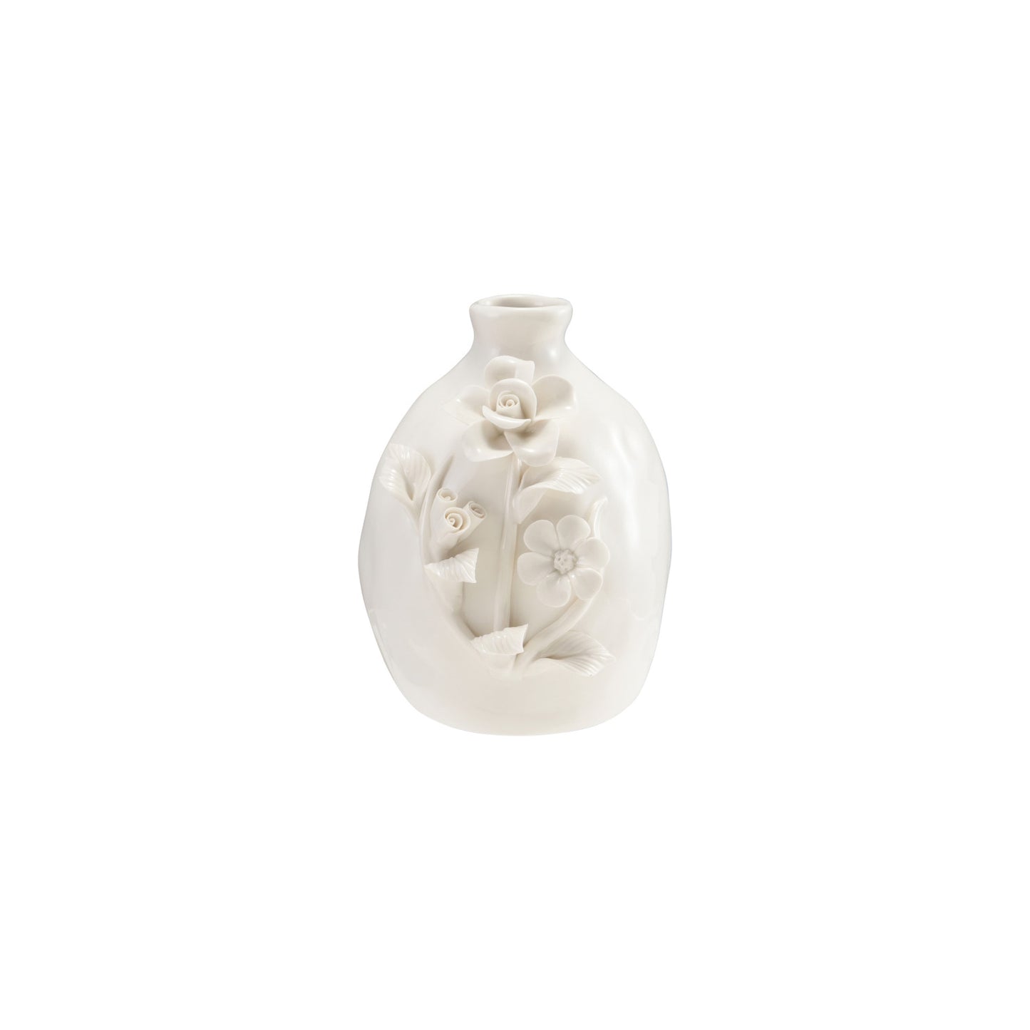 Stoneware Vase w 3D Flowers