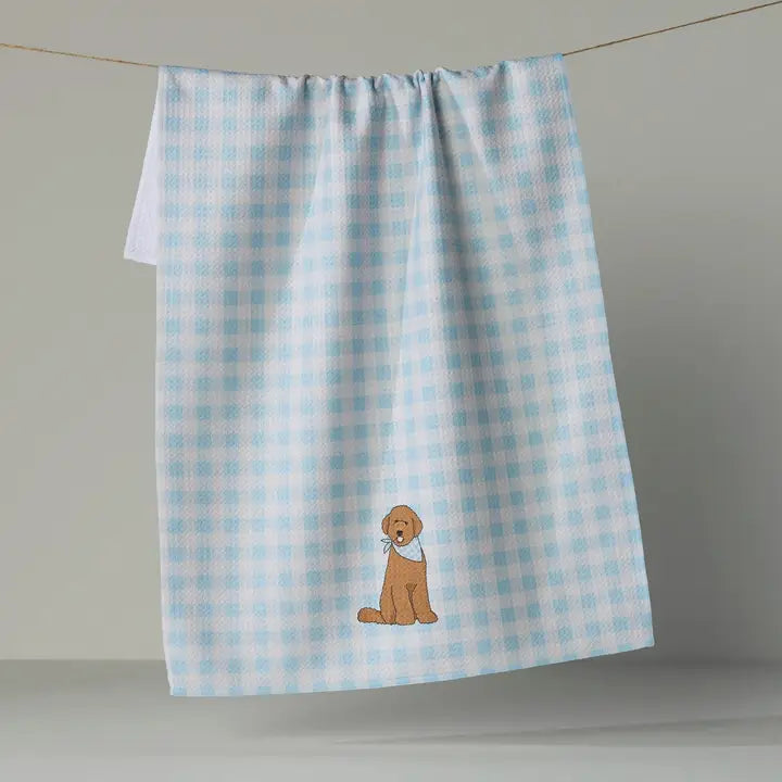 Gingham Doodle Tea Towel