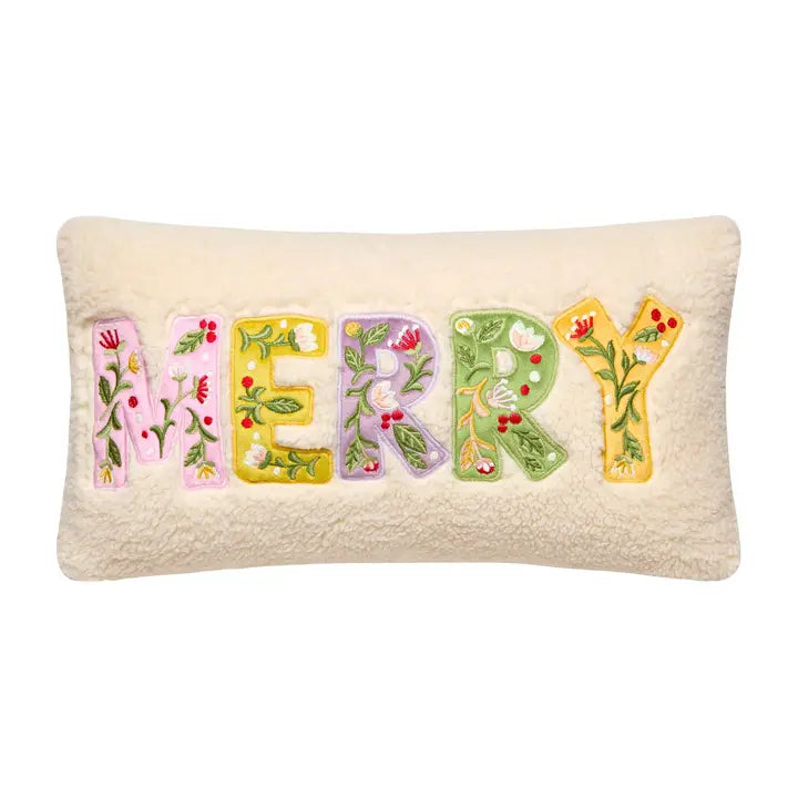 Merry Sherpa Applique Pillow