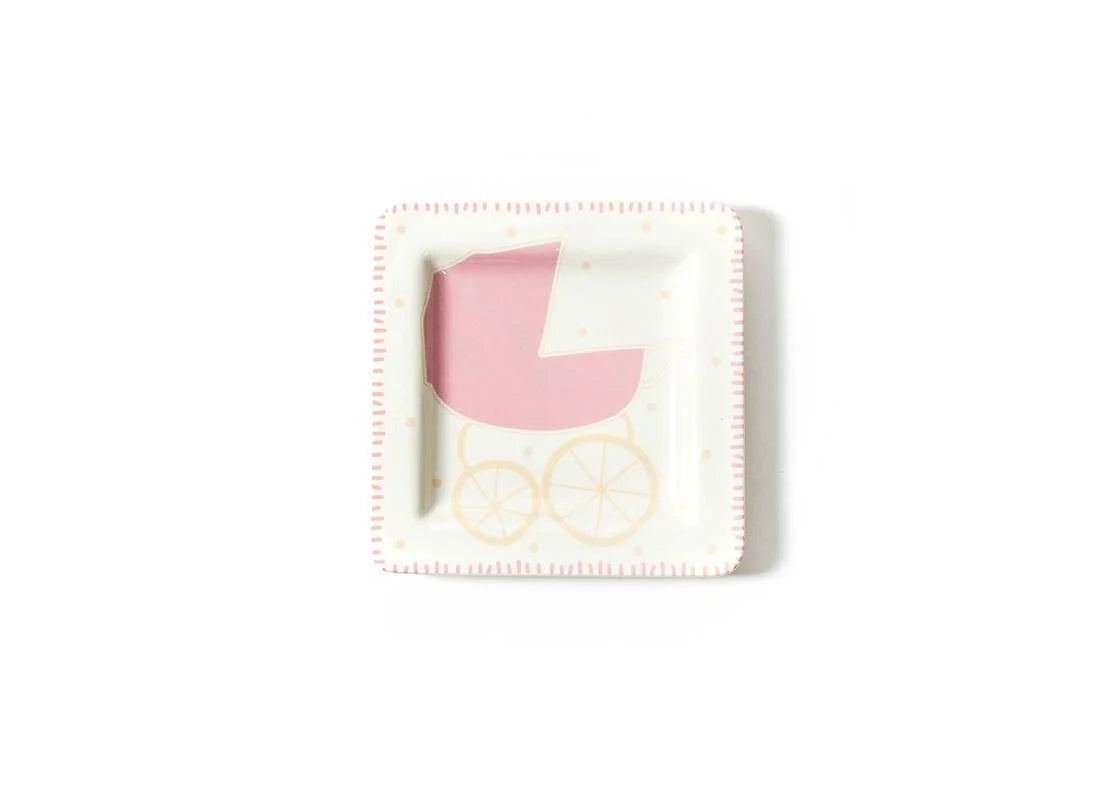 Girl Baby Carriage Square Plate
