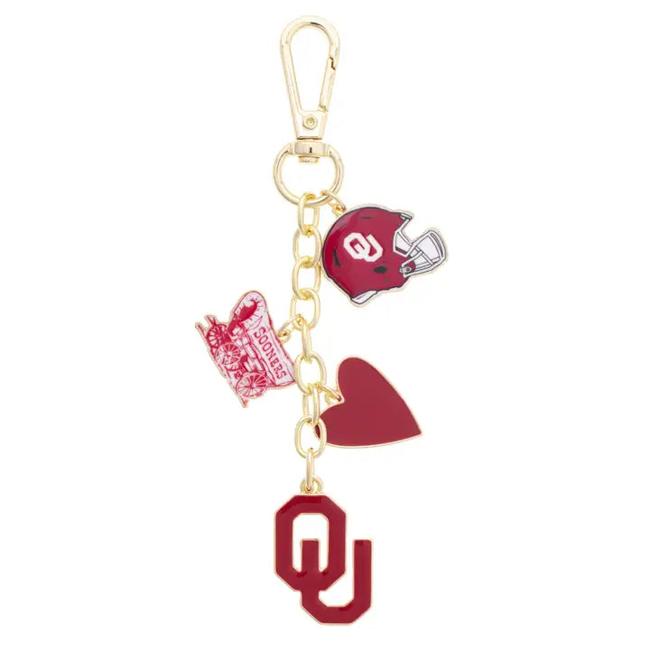 Oklahoma Sooners Heart Cluster Bag Charm