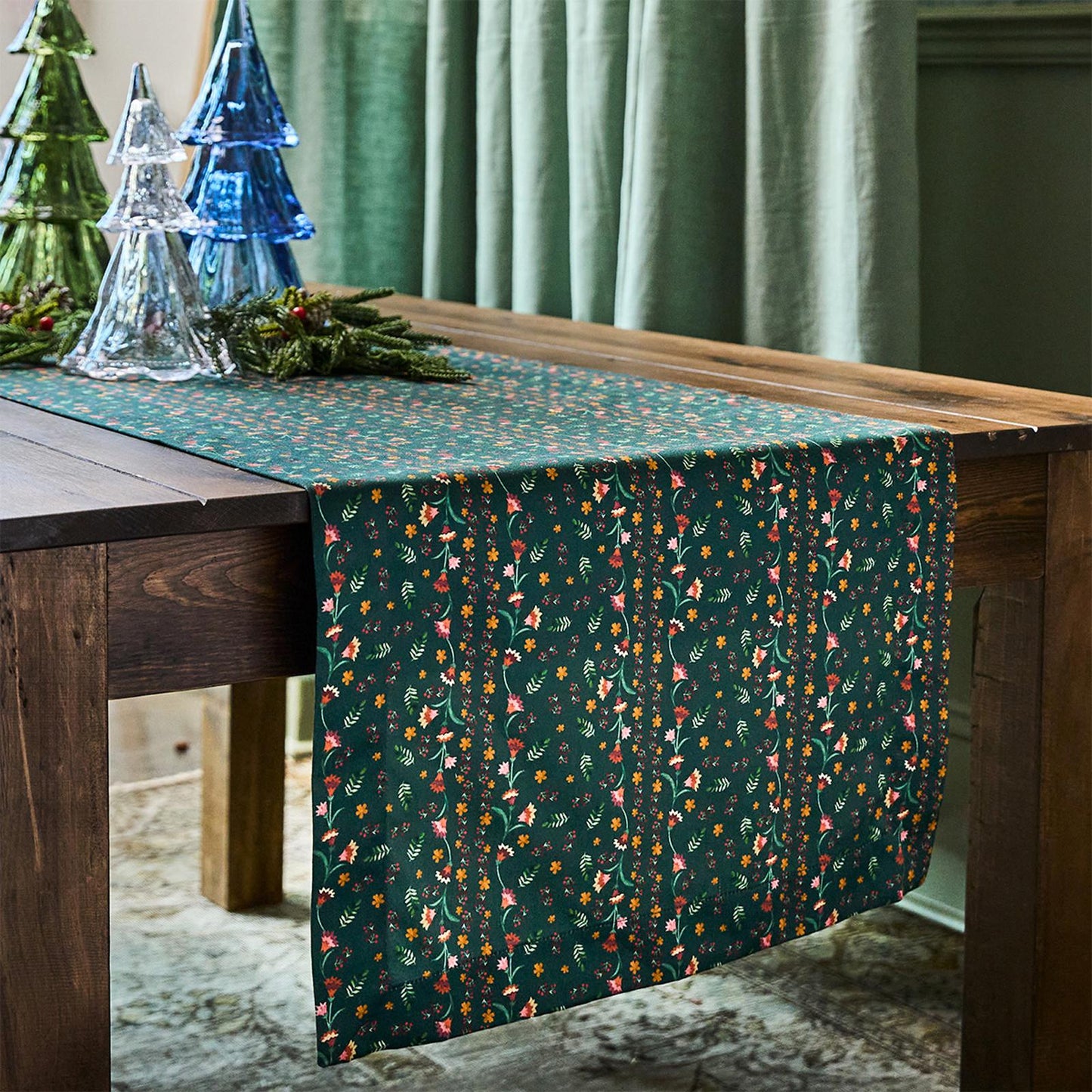 Klara Evergreen Table Runner