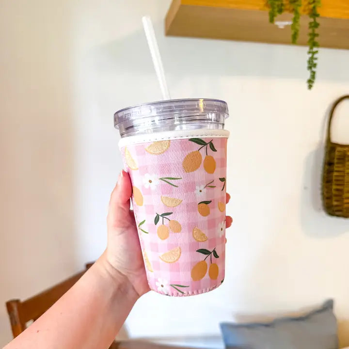 Lemon Gingham Drink Sleeve