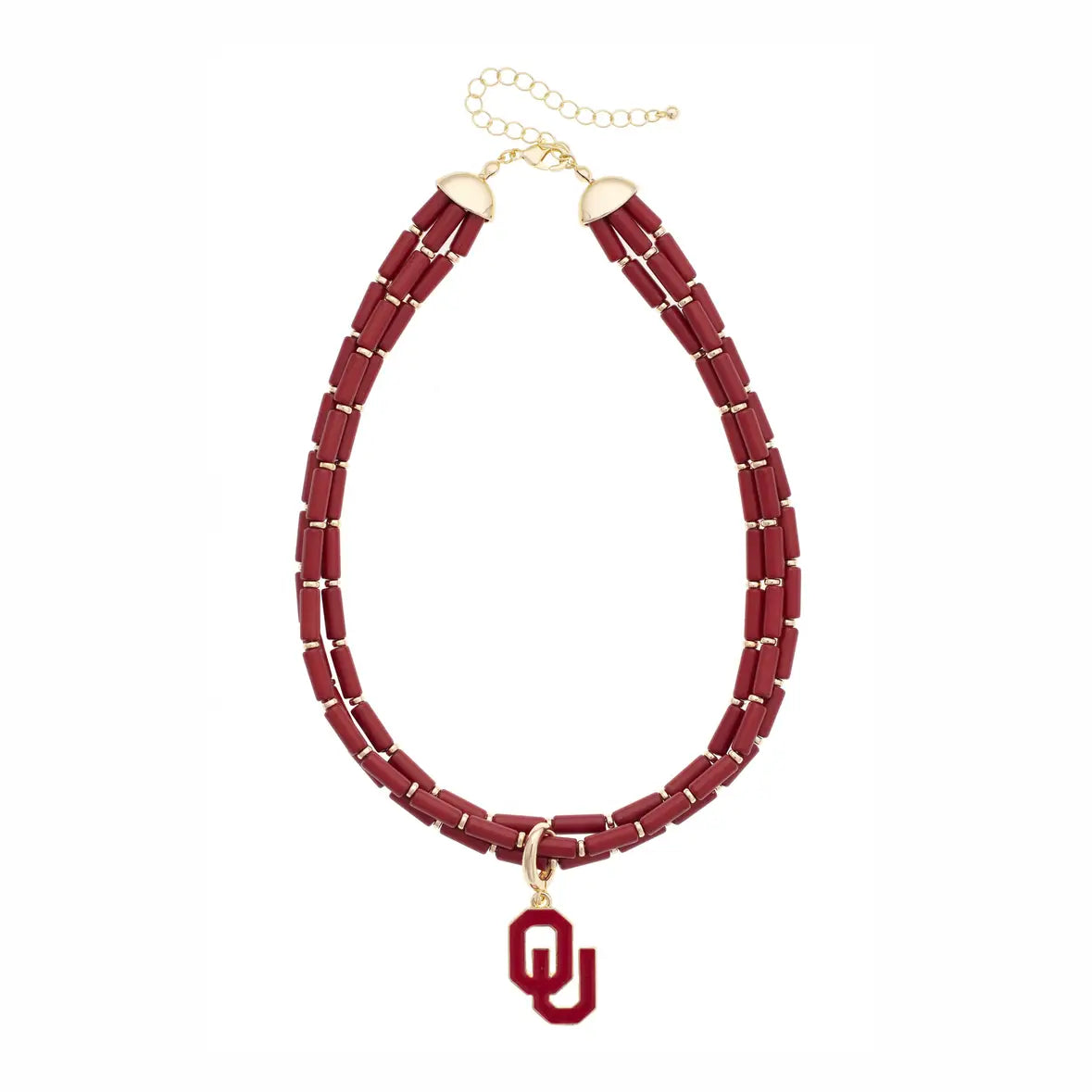 Oklahoma Sooners Multi-Strand Beaded Logo Necklace