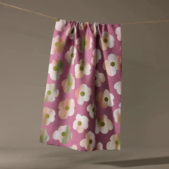 Brushed Bouquet Pink Tea Towel