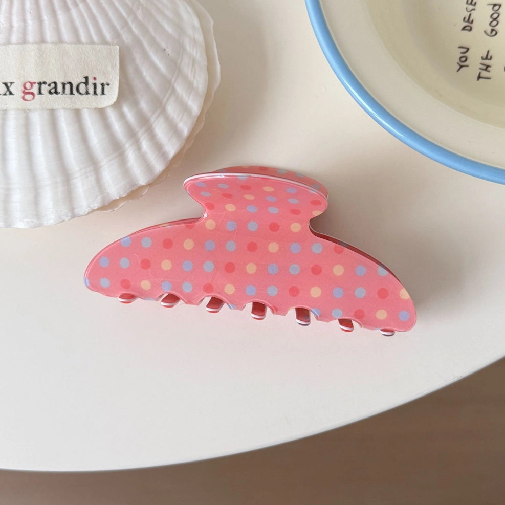Pink Polka Dot Claw Clip