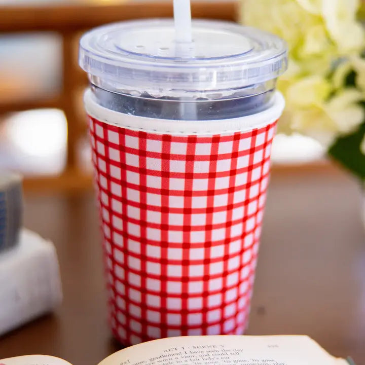 Red Gingham Drink Sleeve