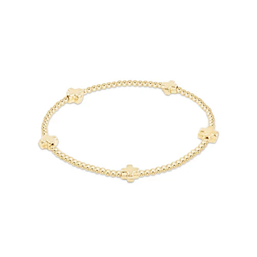 Signature Cross Sm Gold 2mm Bead Bracelet- Gold