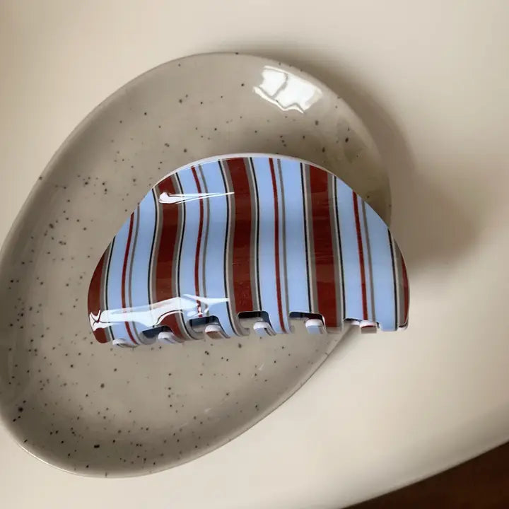 Blue/Brown Stripe Claw Clip