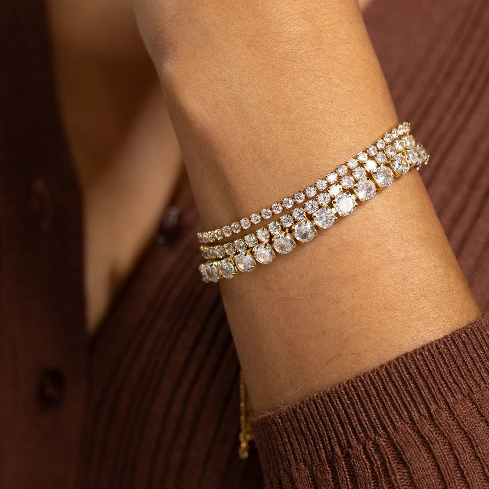 Gold Faux Diamond Tennis Bracelet