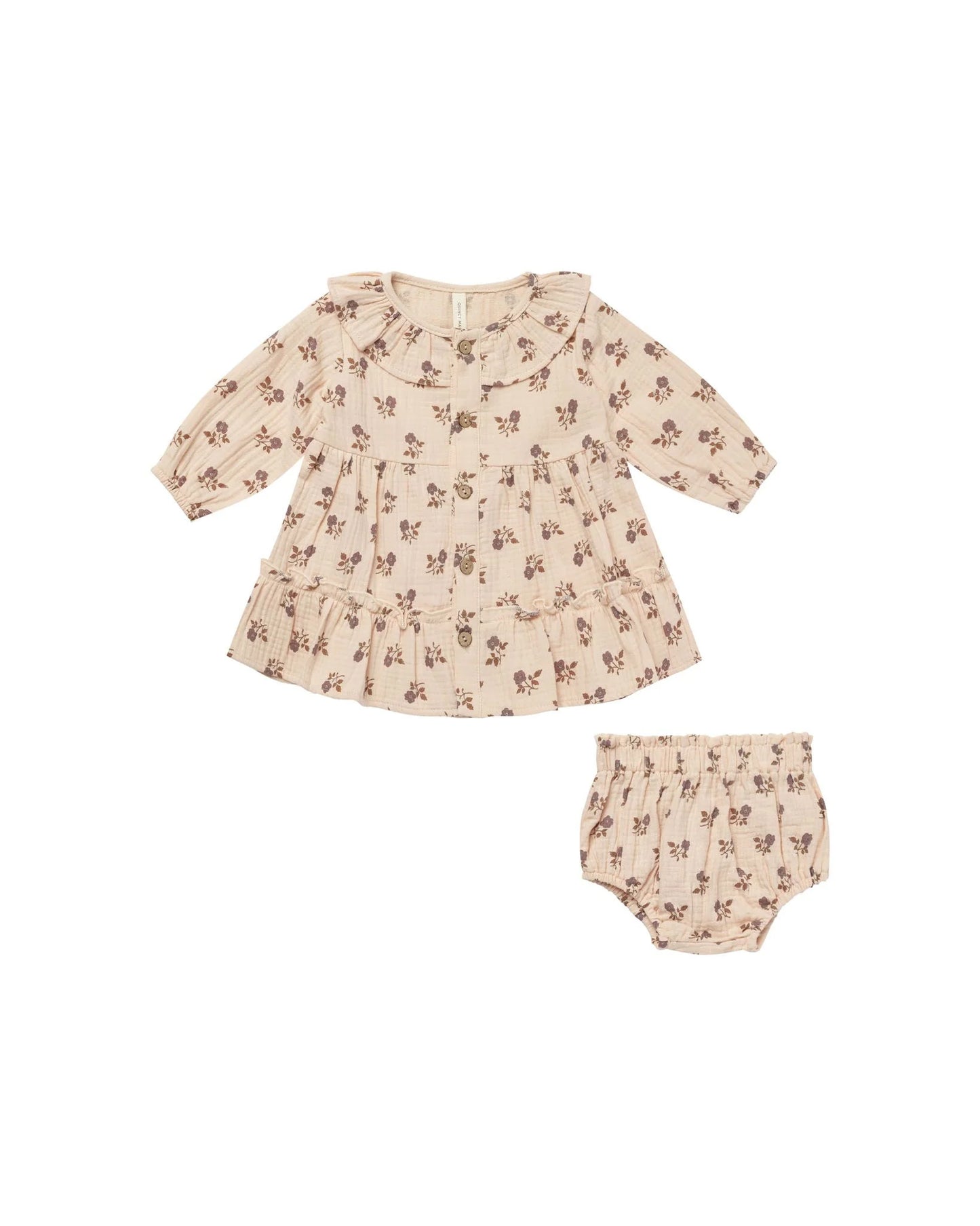 Ruffle Collar Fig Flora Button Dress