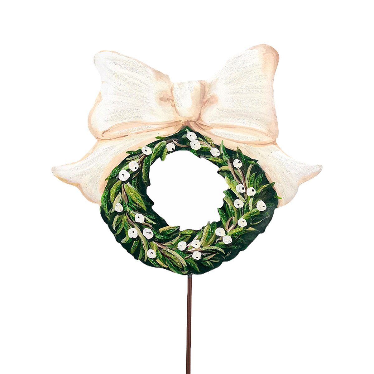 Elegant White Berry Wreath Stake