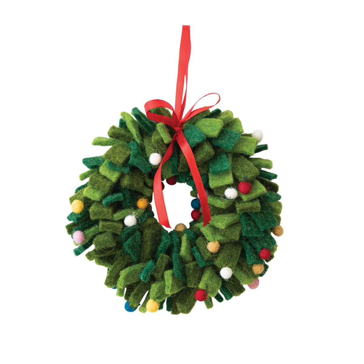 7" Round Handmade Wool Felt Wreath Ornament