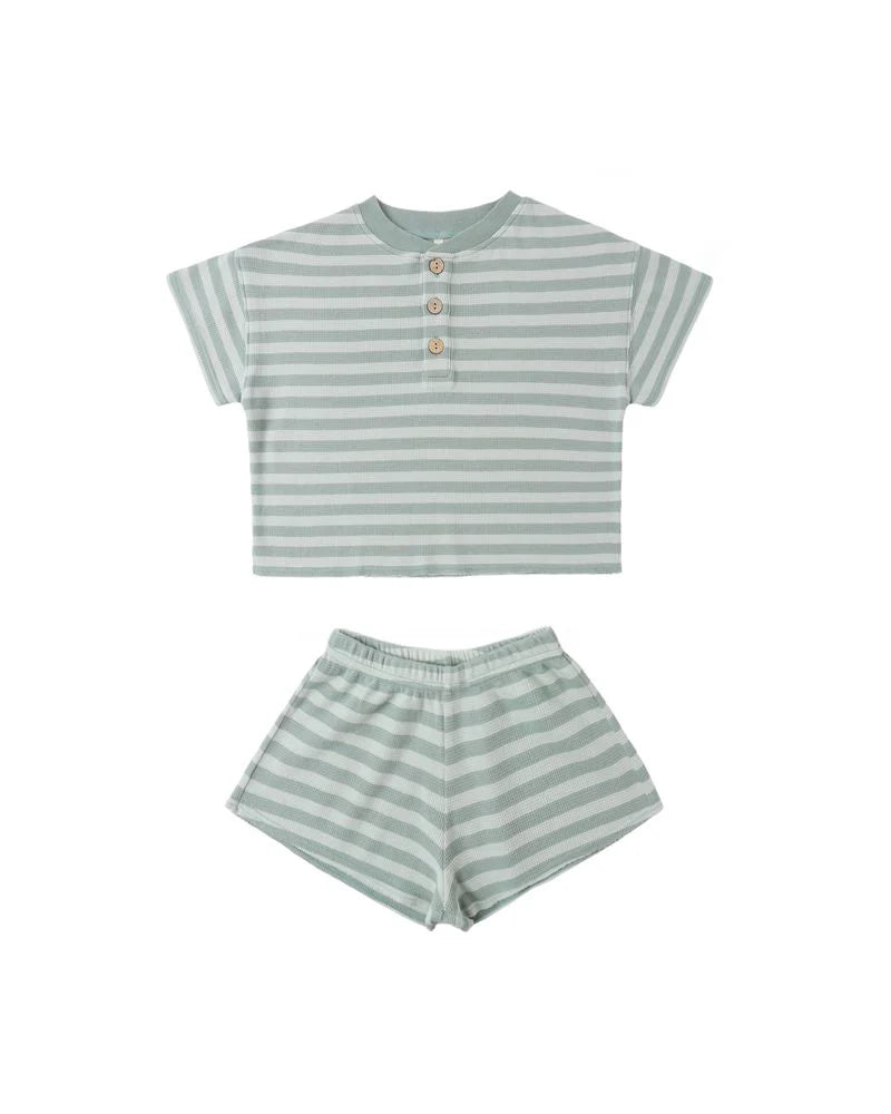 Sea Green Stripe Summer Waffle Set