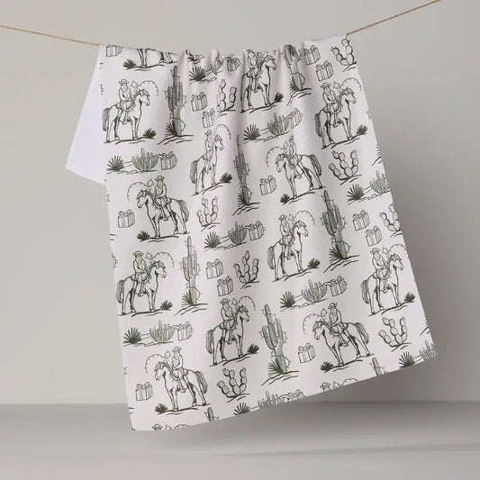 Cowboy Claus Tea Towel
