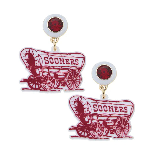 Oklahoma Sooner Schooner Wagon Earrings