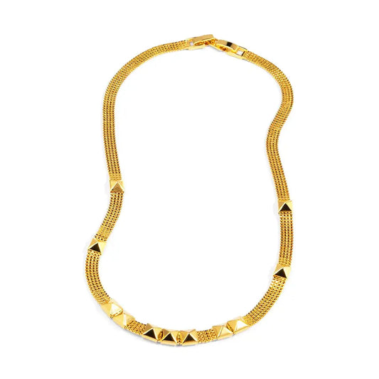 Studded Mesh Gold Necklace